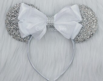 Bride Mouse Ears Headband. White Bow Mouse Ears. Women Headband Mouse Ears. Disney Headband. Bachelorette Mouse Headband. One Size Fits Most