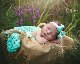 Aqua Bow Headband. Baby Aqua Headband. Easter Bow Headband. Girl Headband. Newborn Headband. Aqua baby Headband.