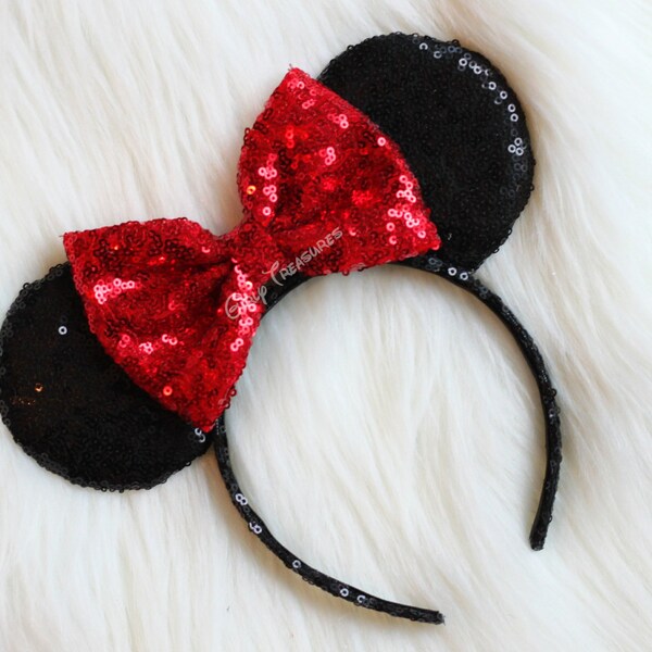 Classic Minnie Ears Headbands. All Over Sequin Mouse Ears Headband. Mouse Ears Headband. Disney Headband. One Size Fits Most.