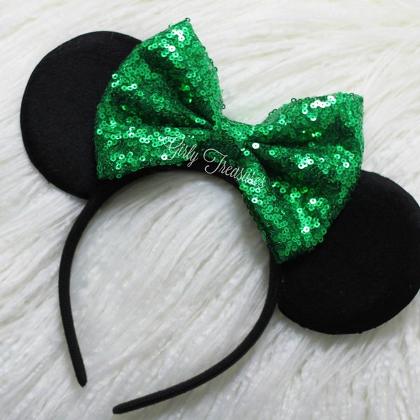 Emerald Green Mouse Ears. Girl Mouse Ears Headband. Womens Headband. Teen Headband. Mouse Ears Headband. Disney Headband. Christmas Ears