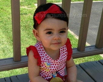 Baby Snow White Headband. Red Bow Headband. Baby Headband. Newborn Headband. Girl Headband. Photo Prop.