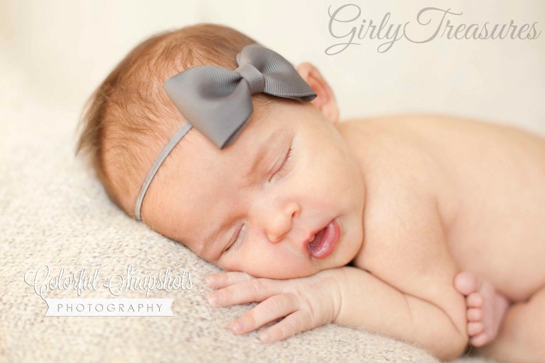 Dainty Baby Bow Headband. Baby Headband. Infant Headband. Girl Headband. Newborn Headband. Photo Prop. image 3