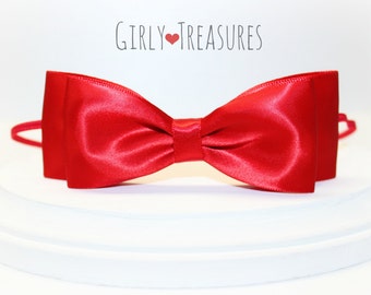 Red Bow Headband. Satin Bow Headband. Snow White Bow Headband. Baby Headband. Girl Headband. Disney Headband. Red Bow.  Snow White Headband.