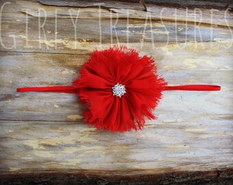 Red Flower Headband. Baby Headband. Girl Headband. Toddler Headband. Newborn Headband. Photo Prop.