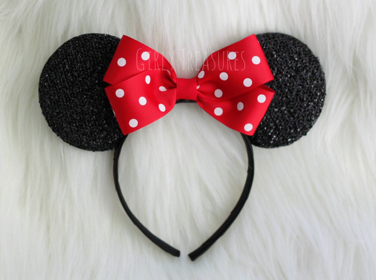 Minnie Mouse Ears Headband Polka Dot Bow Party Costume Accessory, Size: One Size