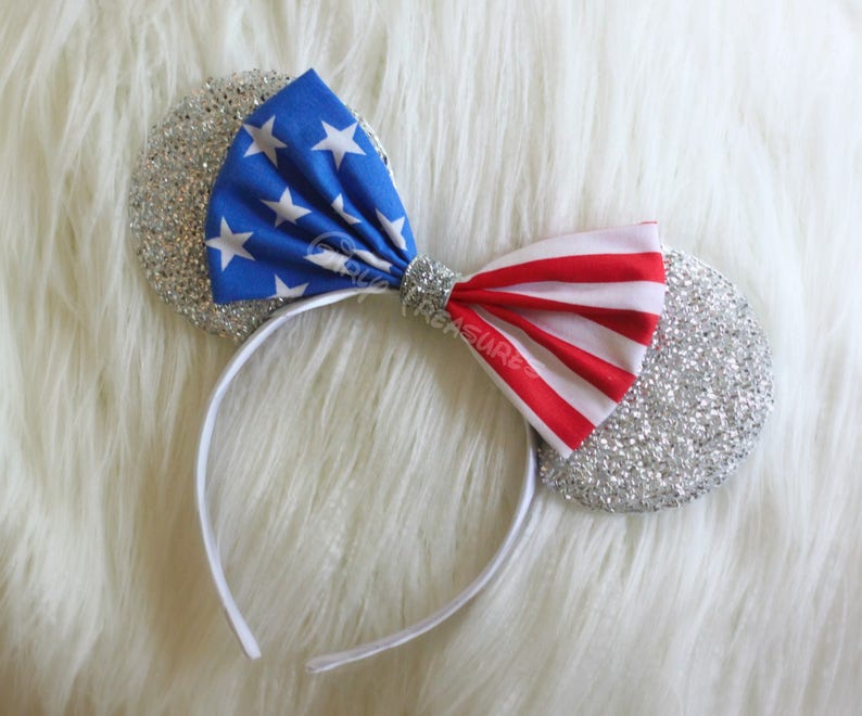 Patriotic Mouse Ears. 4th of July Mouse Ears Headband. Red White Blue Mouse Ears. Women Mouse Ears. Girls Mouse Ears. One Size Fits Most. image 1