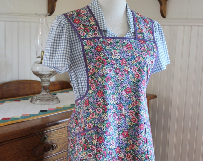 Purple Calico Vintage Style Apron ready to Ship - Etsy