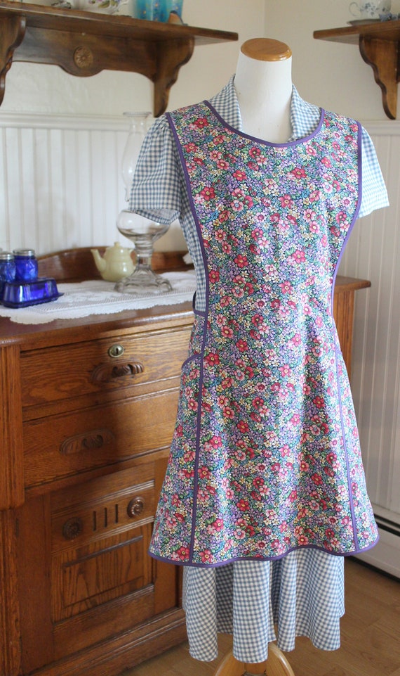 Calico Vintage Inspired Apron Ready to Ship No Ties Criss | Etsy