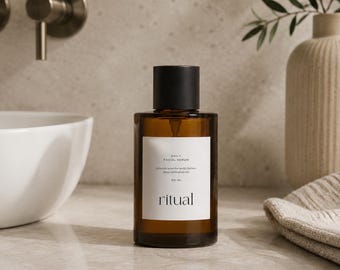 Modern Facial Serum Label Template | Editable Canva Skin Care Product Labels (Digital Download)