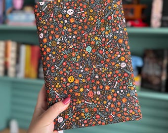 Adjustable Book Cover- Small Floral & Skull (Halloween)