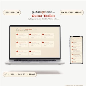 Guitar Toolkit | 8 Interactive Guitar Tools | Fretboard, Chords & Scales | Offline HTML