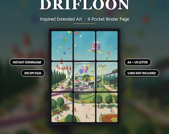 DRIFLOON 136/128 Inspired Extended Art | 9 stron segregatora kieszonkowego | Stojak na karty TCG | Wersja do druku cyfrowego