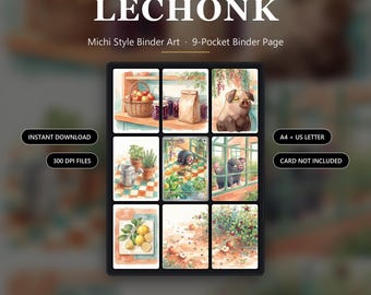 Lechonk 209/197 Inspired Michi Binder Art | 9-kieszonkowy segregator | Stojak na karty TCG | Wersja do druku cyfrowego