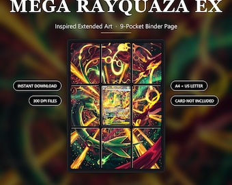 Mega Rayquaza ex 110/076 Delta Reign Inspired – rozszerzona grafika | 9 stron segregatora kieszonkowego | Ekspozycja kart TCG | Wersja do pobrania w wersji cyfrowej