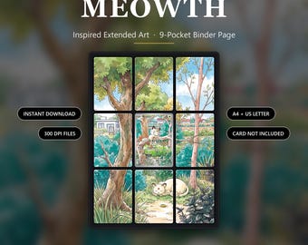 Meowth 106/094 Inspired Extended Art | 9 stron segregatora kieszonkowego | Wyświetlacz kart TCG | Wersja cyfrowa do pobrania