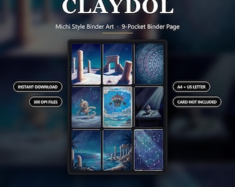 Claydol 092/086 Inspired Michi Binder Art | 9-kieszonkowy segregator | Stojak na karty TCG | Wersja do druku cyfrowego