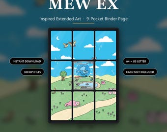 Mew ex 232/091 Inspired Extended Art | 9 stron segregatora kieszonkowego | Wyświetlacz kart TCG | Wersja cyfrowa do pobrania