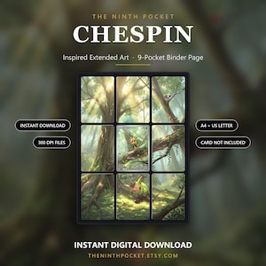 Chespin 087/086 Chaos Rising-inspirerad utökad konst | Pärm med 9 fickor | Forest TCG-kortdisplay | Utskrivbar digital nedladdning bild 1