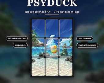 Psyduck 226/217 Wzniesiony Bohaterowie – Rozszerzona Grafika | 9-stronicowy segregator kieszonkowy | Ekspozycja kart TCG | Wersja do druku cyfrowego