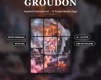 Groudon 084/076 Delta Reign Inspired Extended Art | 9-stronicowy segregator kieszonkowy | Stojak na karty TCG | Wersja do druku cyfrowego