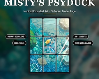 Misty's Psyduck 193/182 Destined Rivals Inspired Rozszerzona grafika | 9 stron segregatora kieszonkowego | Wyświetlacz kart TCG | Wersja do druku cyfrowego