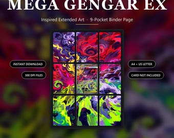 Mega Gengar ex 284/217 Inspired Extended Art | 9 stron segregatora kieszonkowego | Ekspozycja kart TCG | Wersja do pobrania w wersji cyfrowej