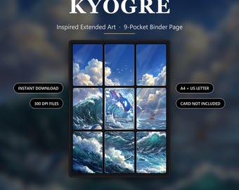 Kyogre 080/076 Delta Reign Inspired Rozszerzona grafika | 9 stron segregatora kieszonkowego | Ekspozycja kart TCG | Wersja do pobrania w wersji cyfrowej