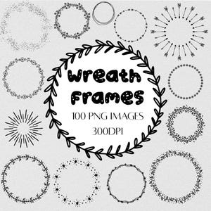 Kransramar - 100 PNG-bilder - 300 DPI - Transparenta ramar för kort, inbjudningar, scrapbooking etc.