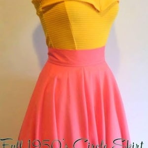 Solids-Betty 1950s Vintage Style Full Circle Swing Skirt w/ Pockets! Made to Order! More Fabric Choices!
