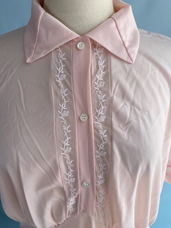 Volup Soft Pink Vintage Silky Button Front Nightg… - image 6