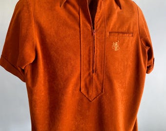Vintage 1960’s Liberty House  Hawaiian Velour Front Zip Shirt: Mid-Century Made in Hawaii