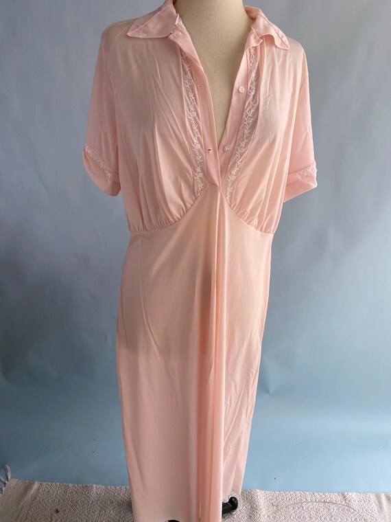 Volup Soft Pink Vintage Silky Button Front Nightg… - image 7