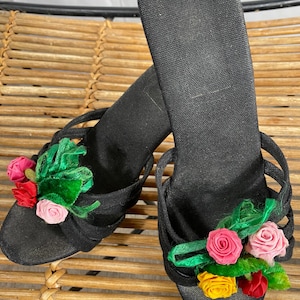Vintage 1950’s Amazing Millinery Flower Hollywood Glamour Heels 5 1/2