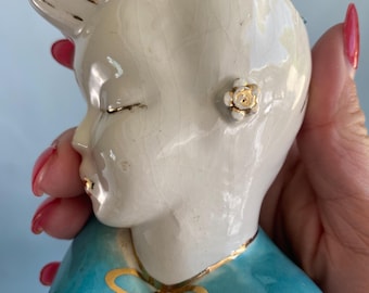 Vintage 1950’s Glamour Girl Lady Head Vase Petite Small Size