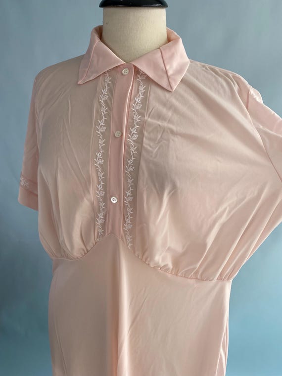 Volup Soft Pink Vintage Silky Button Front Nightg… - image 4