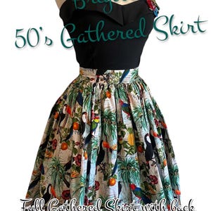 Solids-Brigitte 1950s Vintage Style Gathered Cinch Waist Full Swing Skirt w/ Pockets! Made to Order! Pick your fabric!