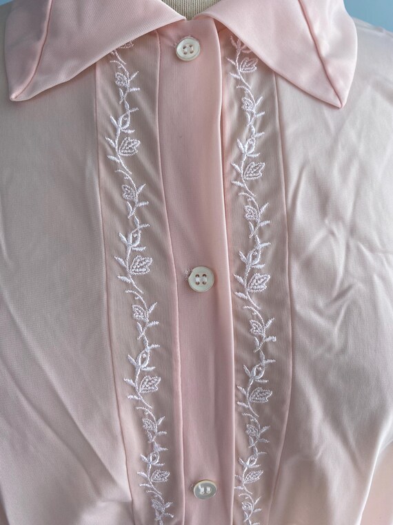 Volup Soft Pink Vintage Silky Button Front Nightg… - image 9