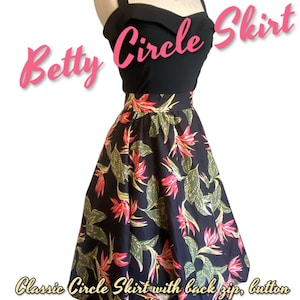 Hawaiian Prints 1-Betty 1950s Vintage Style Full Circle Swing Skirt w/ Pockets! Made to Order! Pick your fabric!