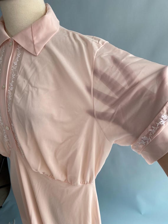 Volup Soft Pink Vintage Silky Button Front Nightg… - image 3