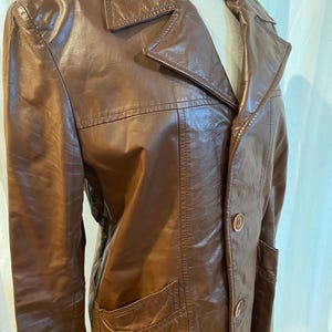 Vintage Unisex Bengal Lancer Brown Leather Classic Jacket w/Lining Made in Brazil M/L