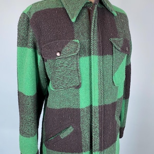 Vintage Fox Knapp Green Buffalo Plaid Wool Shirt Jacket Men’s Small