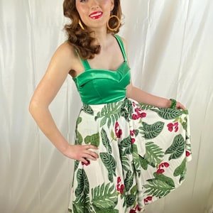 Hawaiian Prints 2-1950&#39;s Glamour Hawaiian Print Full Circle Swing Wrap Skirt with Darling Bow By Lorelei&#39;s
