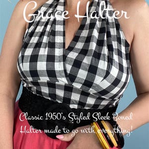 Hawaiian 1- 1950’s Styled Boned Button Back Halter Top by Loreleis Vintage Made to Order Choose your Fabric!