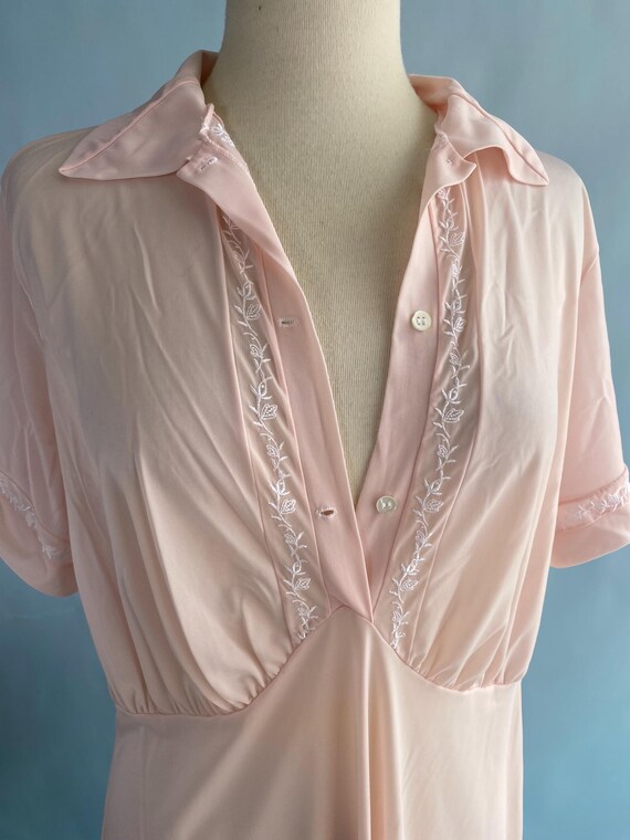 Volup Soft Pink Vintage Silky Button Front Nightg… - image 10