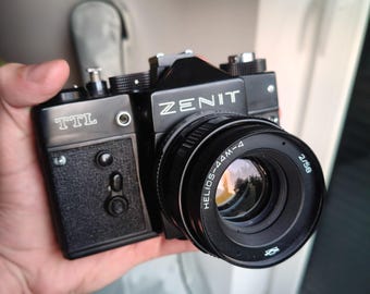 Zenit TTL Film Camera with Helios-44M-4 58mm f/2 Lens, Vintage Soviet Camera, Leather Case, Neck Strap, M42 Mount, USSR Photo