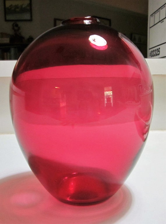 Vintage Pilgrim Cranberry Glass Vase Tall Cranberry Glass Etsy