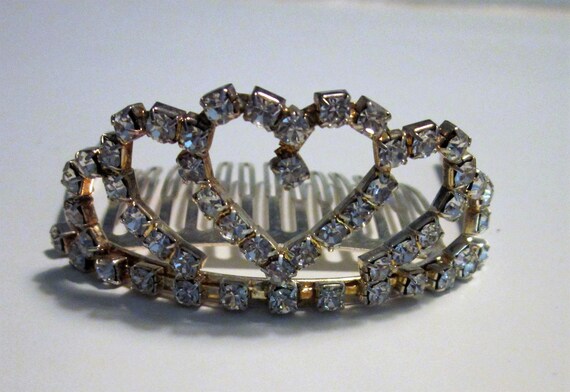 Tiara Comb, Rhinestone Tiara, Heart Tiara, Metal T