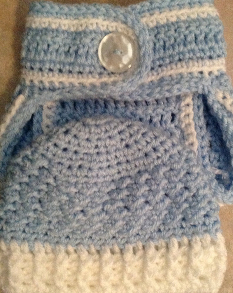 Crochet Diaper Cover and Hat Light Blue White Baby Boy Etsy