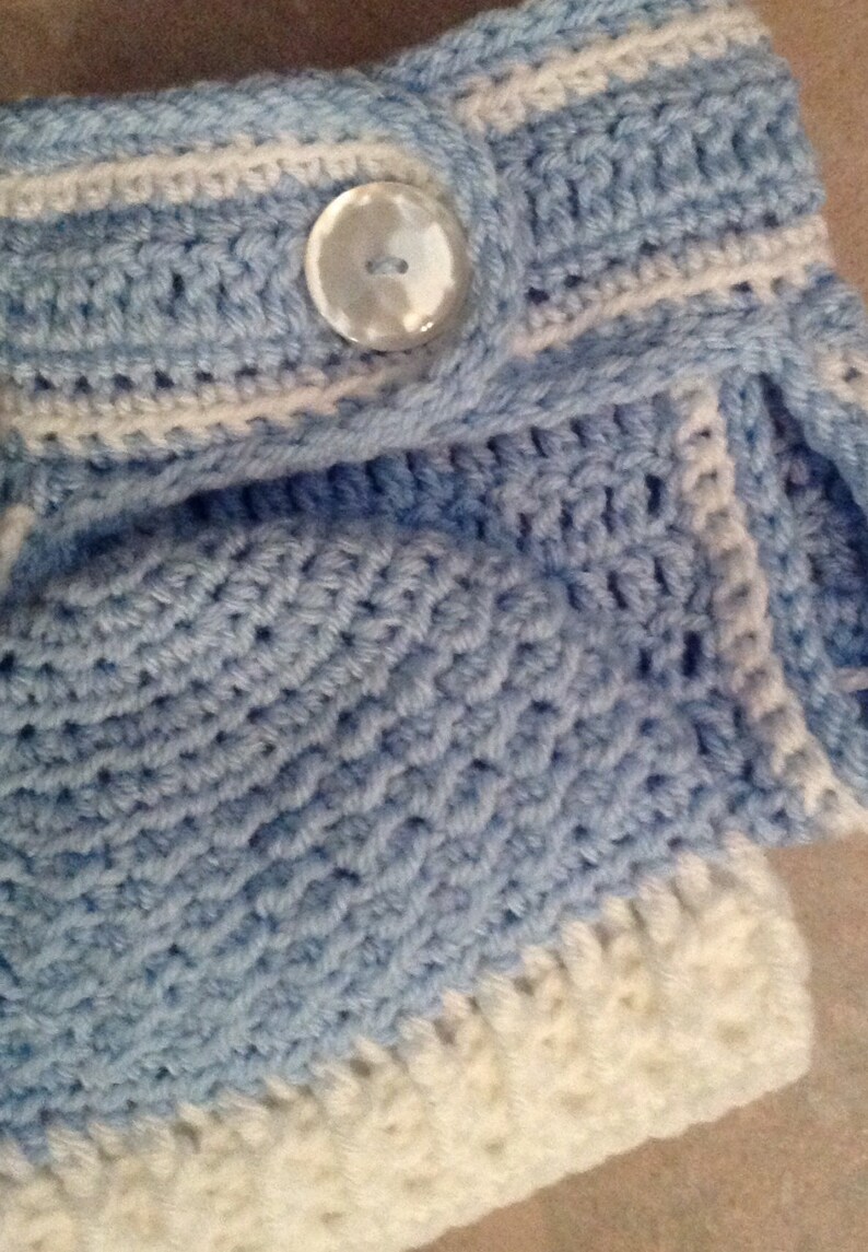 Crochet Diaper Cover and Hat Light Blue White Baby Boy Etsy