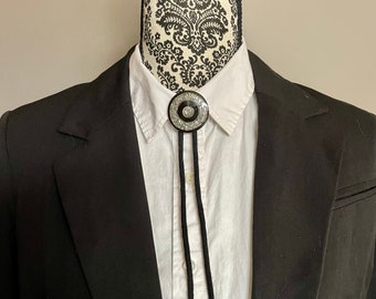 Black and Sparkly Glitter Bolo with Black Tie